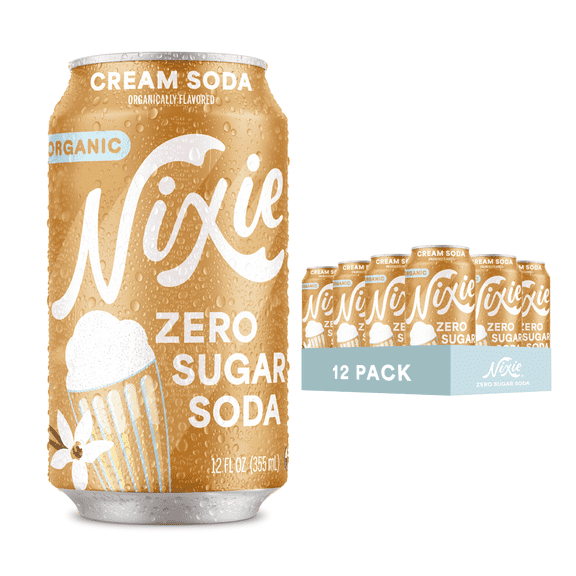 Nixie Organic Zero Sugar Cream Soda, 12oz, 12 Pack