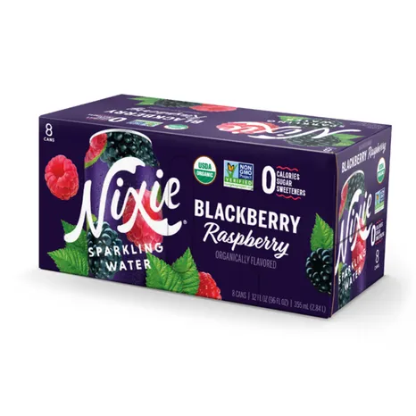 Nixie Sparkling Water Blackberry Raspberry  12 fl oz  8 CANS