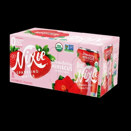 Nixie Sparkling Water Strawberry Hibiscus, 12 fl oz, No Allergens, Organic, Non-GMO