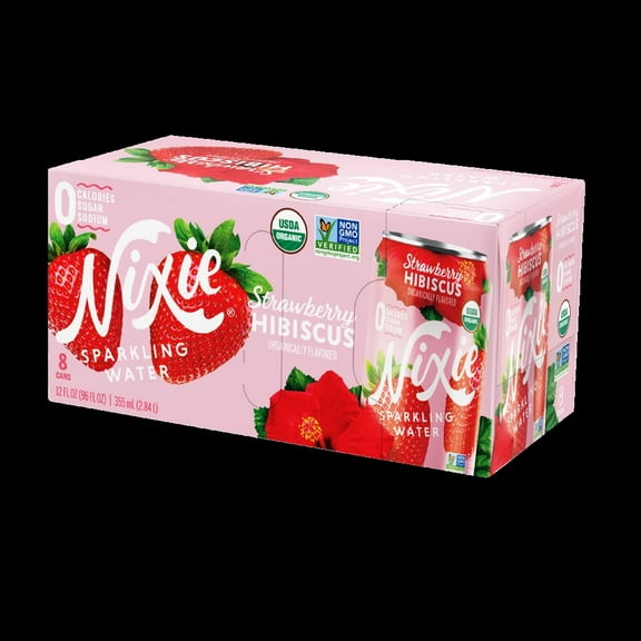 Nixie Sparkling Water Strawberry Hibiscus, 12 fl oz, No Allergens, Organic, Non-GMO
