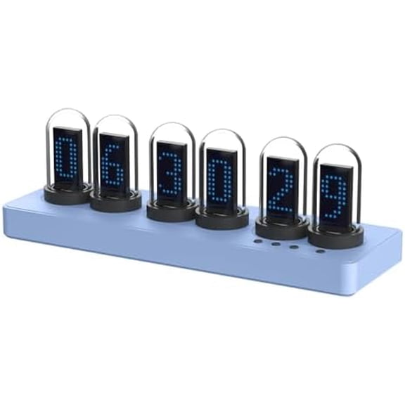 Nixie Tube Clock,Desk Clock,Cellphone Control,RGB Backlight, Personalised Digital dials,Tube Clock for Gaming Room & Office Decor (Light Blue)$$Home Decor, Kitchen, & Other