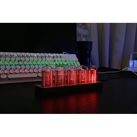 Nixie Tube Clock Electronic LED Glow mulation Retro Modern Wooden Alarm Clock USB Powered Home Decoration Gift