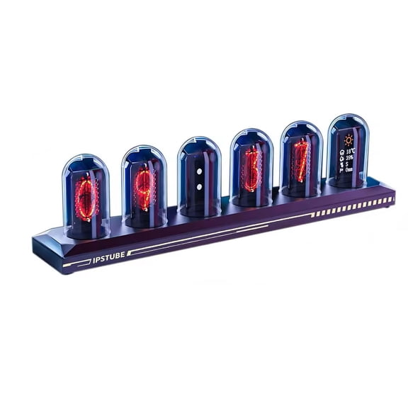 Nixie Tube Clock with Wi-Fi Sync 12/24H Display Temperature Humidity Wind Direction Precipitation, Retro Gift