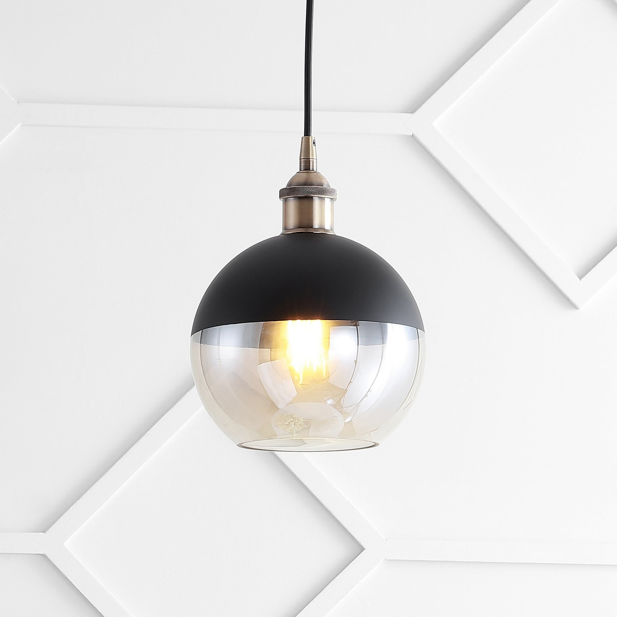 Nixon 7.5" Brass Gold and Black Globe LED Pendant Light