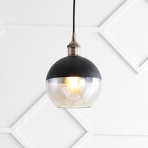 JONATHAN Y Nixon 7.5" 1-Light MidCentury Modern Metal/Glass Adjustable Drop Globe LED Pendant, Brass Gold/Black