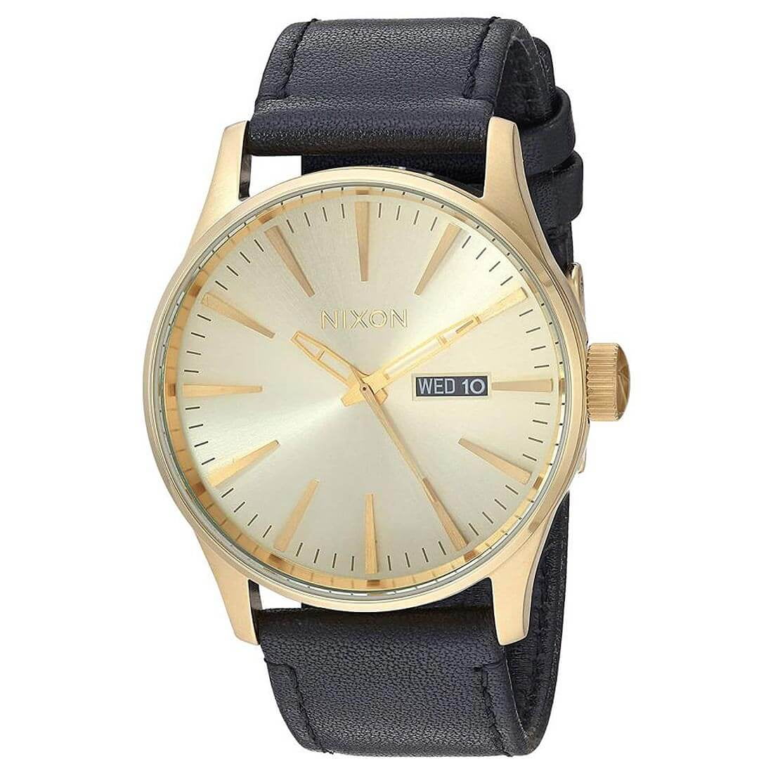 Nixon Sentry Leather Watch Black hotsell And Gold