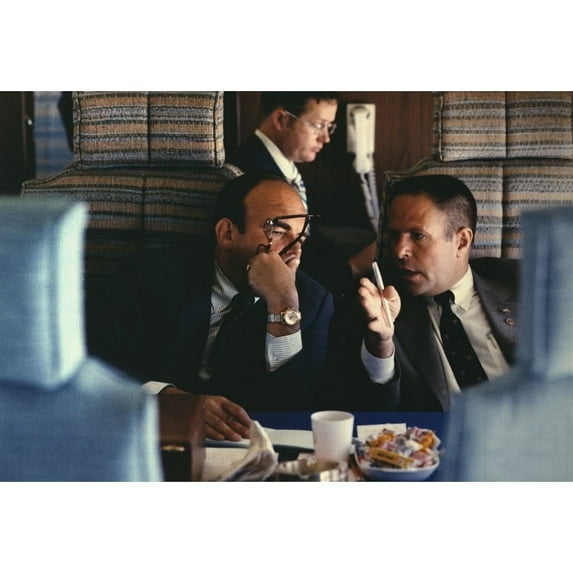 Nixon Inner Circle Advisors John Ehrlichman And H. R. Haldeman On Air Force One Three Days Before They Would Be Asked To