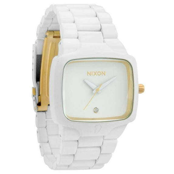 Nixon Men's A1401035 The Player White Dial White Stainless Steel Diamond Watch