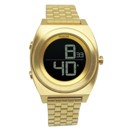Nixon Men's A948502 Time Teller Black Digital SS Gold Steel Bracelet Unisex Watch New