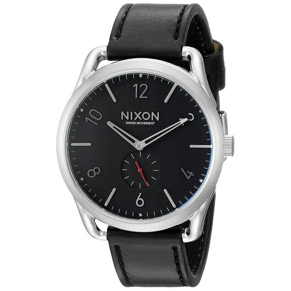 Nixon Men's C45 Leather A465008 Silver Japanese Quartz Dress Watch