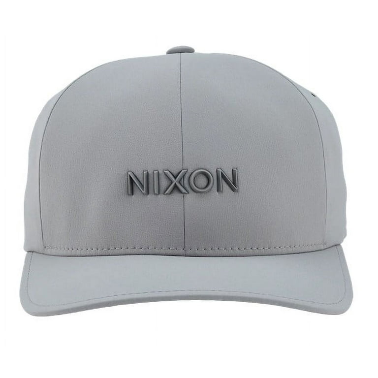 Nixon Men's Delta FF Quick Dry FlexFit Hat Cap (Small/Medium, Silver)