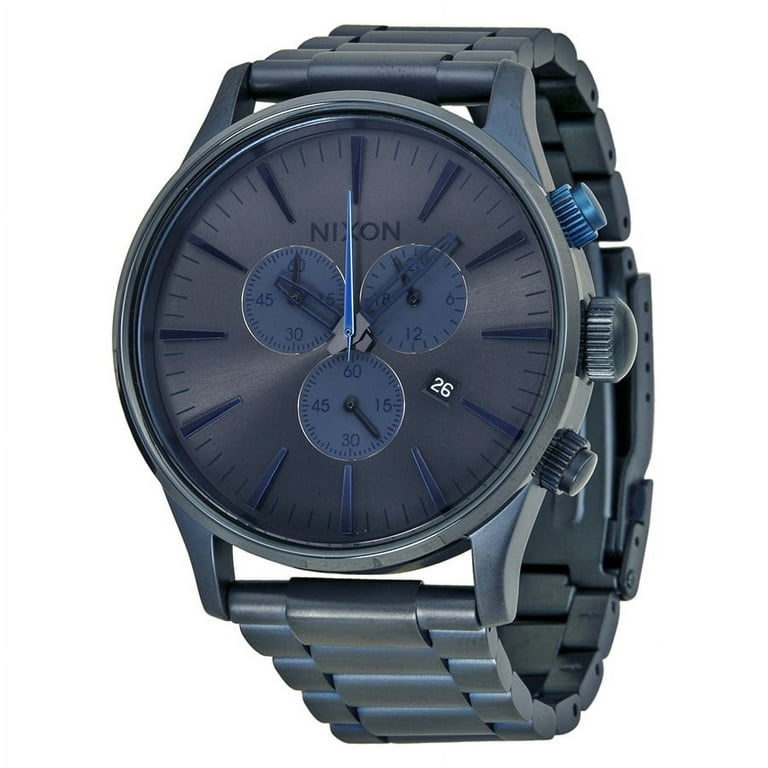 Nixon Men's Sentry Chronograph Deep Blue Ion-plated Watch