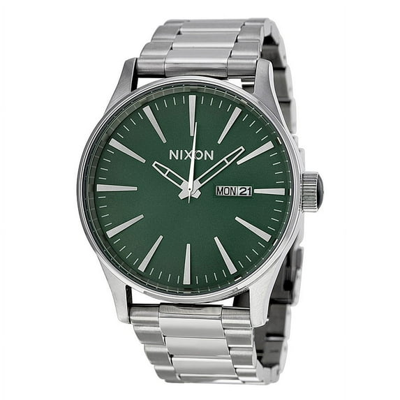 Nixon Men's Sentry Green Dial Stainless Steel Watch A3561696