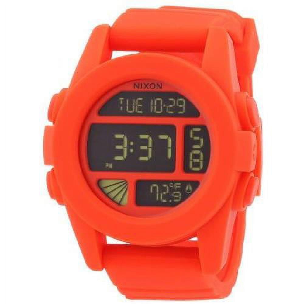 Nixon Men's Unit 50mm Orange Silicone Band Polycarbonate Case