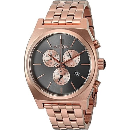 Nixon Men's time teller chrono sw a972-2046 gunmetal / rose gold stainless steel analog quartz unisex watch