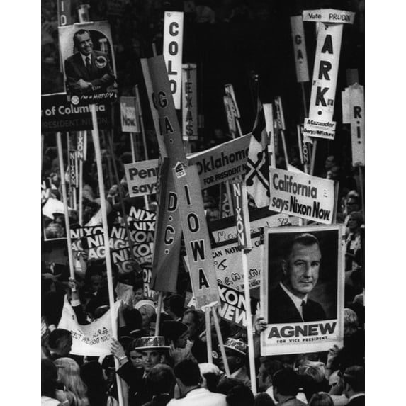 Nixon Presidency. Delegates Rallying For Vice Presidential Nominee Spiro Agnew At The Republican National Convention In