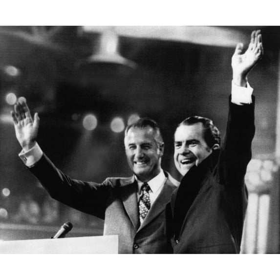 Nixon Presidency. Vice President Spiro Agnew And Us President Richard Nixon Accpeting The Republican Nomination For A