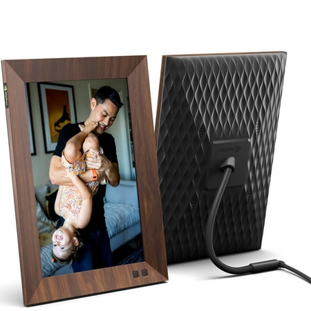Nixplay 10.1 inch Smart Digital Photo Frame with WiFi (W10J) - Wood Effect - Share Photos and Videos Instantly via Email or App