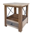 thumbnail image 1 of Niya 26 Inch Side End Table, Solid Pine Wood, Single Drawer, Brown Finish, 1 of 5