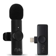 Niyo Wireless Lapel Microphone - Professional Video Recording Mic, Lightweight Lapel Mic for iPhone, Noise Reduction Clip-on Microphones for Video Bloggers, Interviewers, Content Creators Black