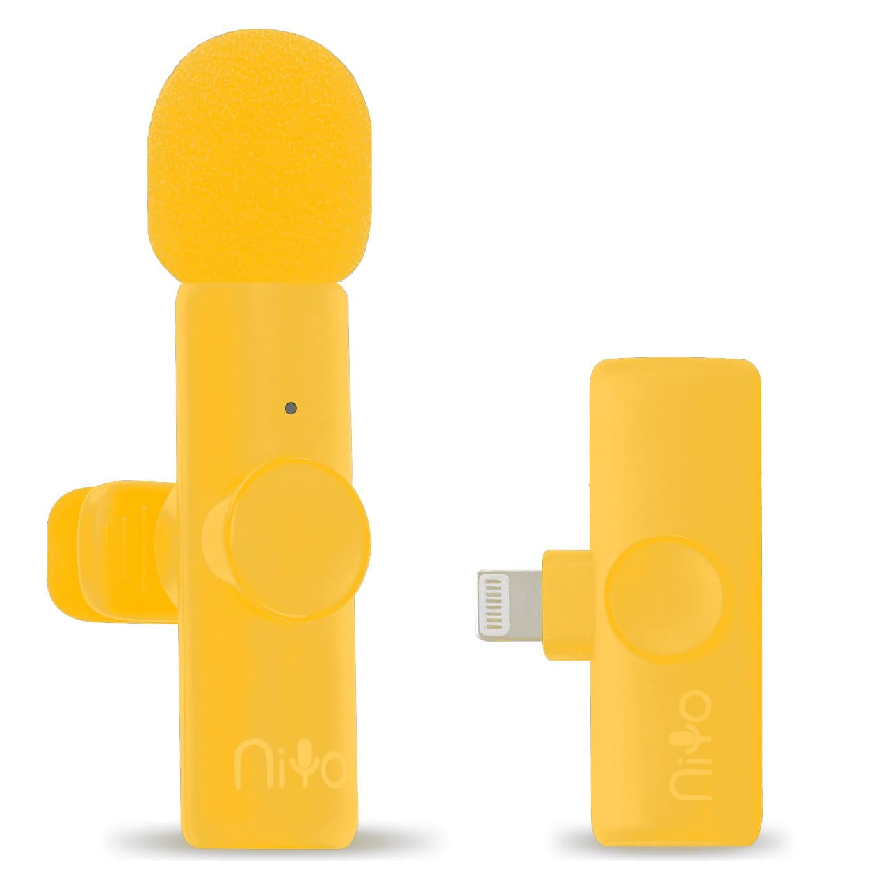 Niyo Wireless Lapel Microphone - Professional Video Recording Mic, Lightweight lapel Mic for iPhone, Noise Reduction Clip-on Microphones for Video Bloggers, Interviewers, Content Creators (Yellow)