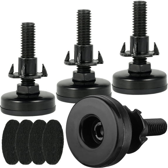 Niyofa 4PCS Adjustable Furniture Levelers Feet Leveling Leg Heavy Duty Lifting Furniture Leg for Cabinet Sofa Table Chair Kitchen with Foot Pads 4 PCS 3/8- 16 Thread