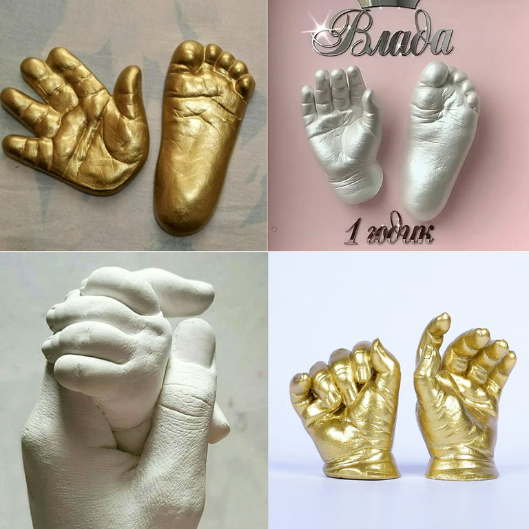 Niyofa Baby Keepsake Hand & Foot Casting Kit DIY Plaster Statue Molding Kit 3D Hand Print Mold Powder Casting Kit Hand Holding Sculpture Kit Crafts