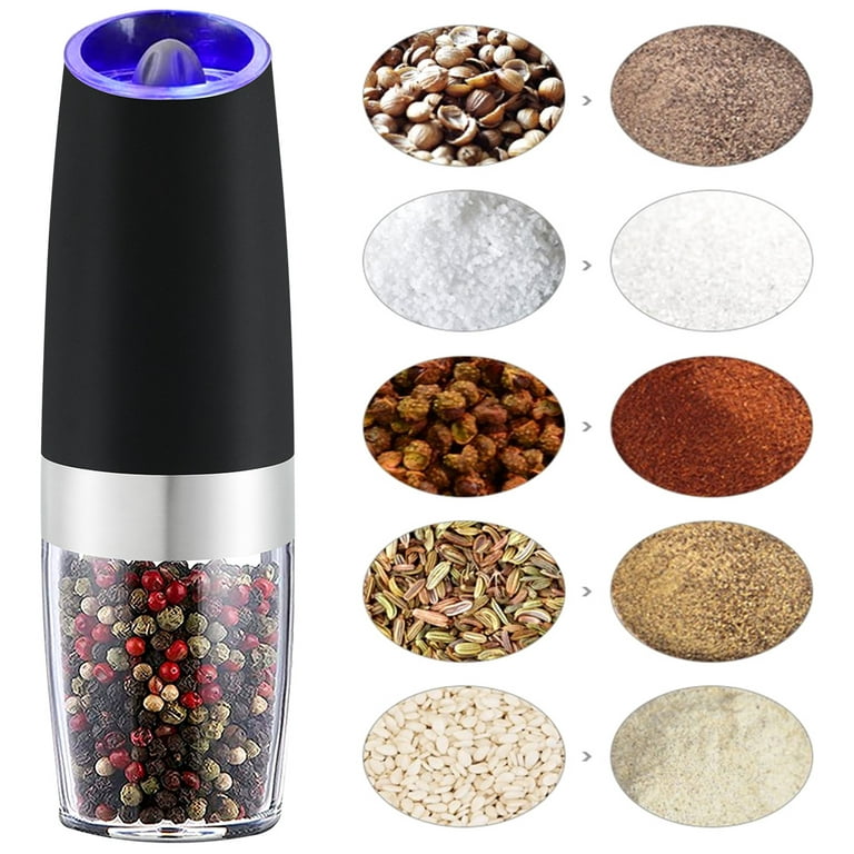 Niyofa Battery Operated Stainless Steel Pepper or Salt Grinder (Size 7.9” x  2”) 