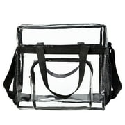 Niyofa Large Capacity Clear Tote Bag with Handle and Adjustable Strap Durable PVC Cross-Body Shoulder Bag Transparent Stadium Approved Gym Bag for Sports Games Work Concerts