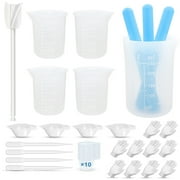 Niyofa Silicone Resin Measuring Cups Tool Kit DIY Creativity Epoxy Mixer Set Reusable Resin Color Cups with Clear Scale Mixing Tool Kit for Resin Molds Jewelry Making