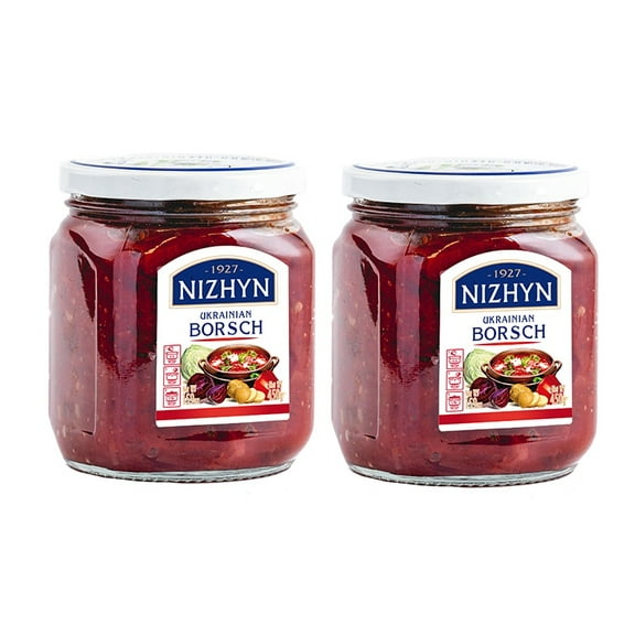 Nezhin Ukrainian Borsch GMO Free Glass Jar 15.9 OZ / 450 gr Product of Ukraine (Pack of 2)