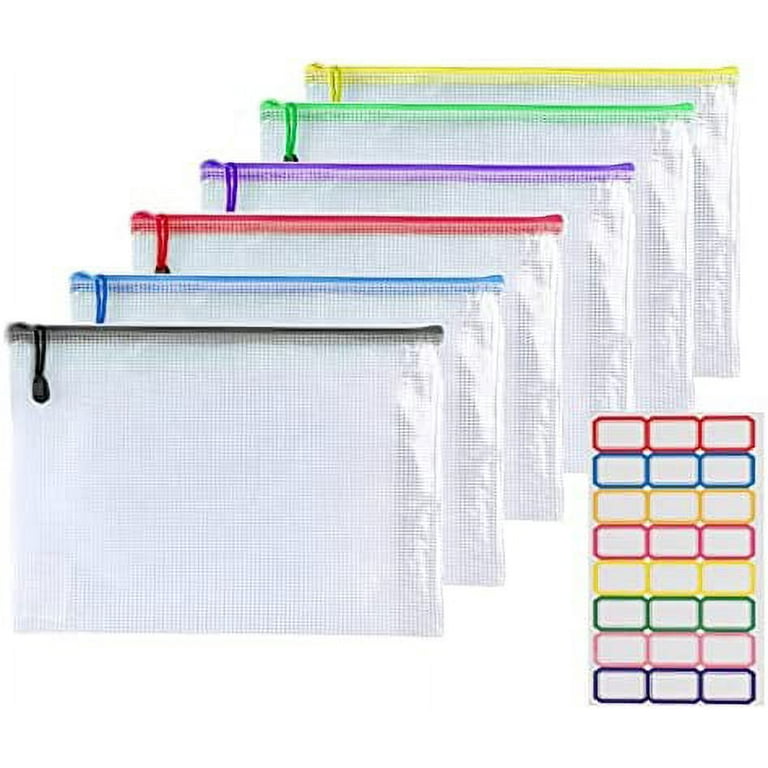24Pcs Mesh Zipper Pouch Document Bag, Plastic Zip File Folders