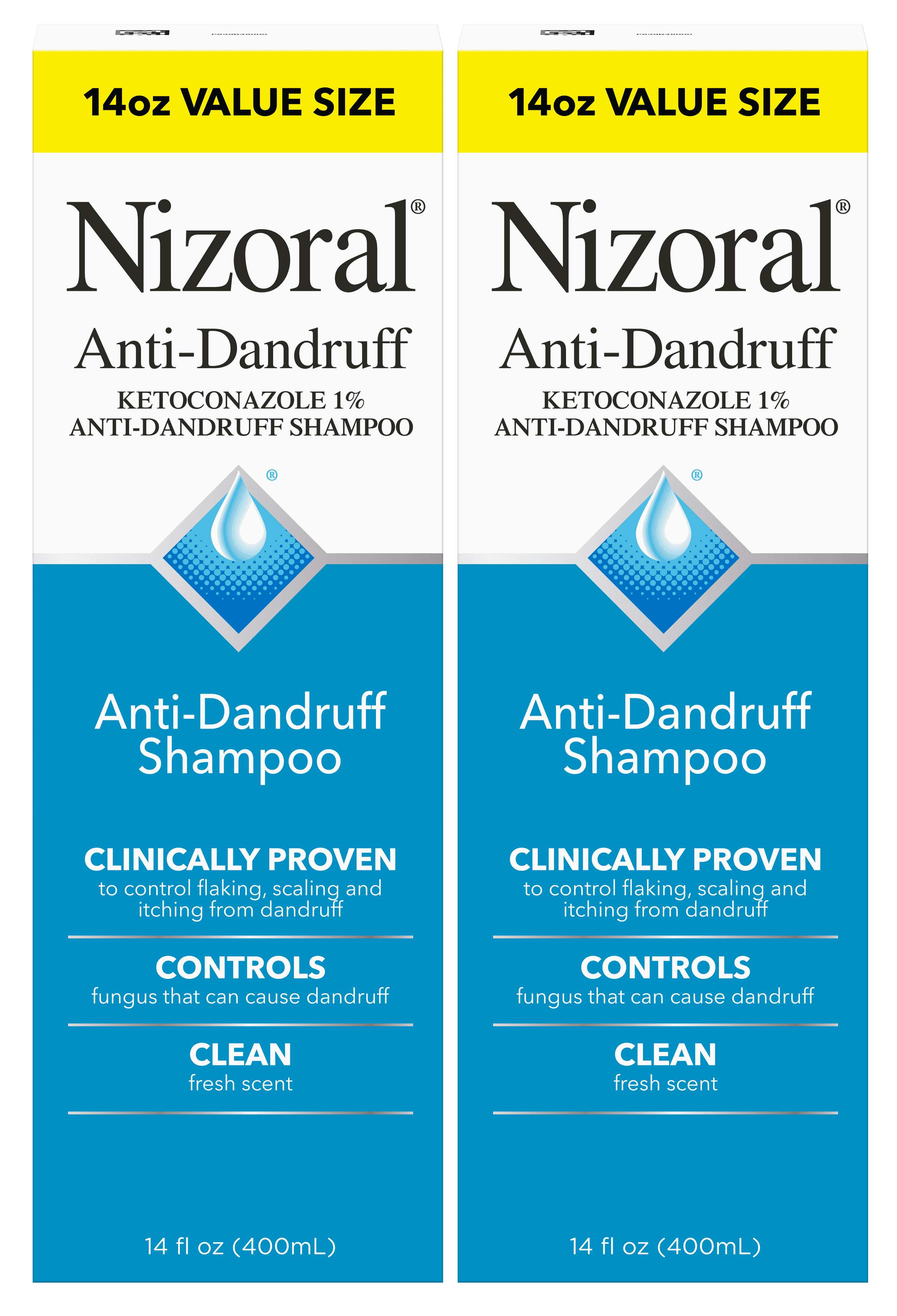 Nizoral Anti-Dandruff Shampoo with 1% Ketoconazole, Fresh Scent, 14 Fl Oz (Pack of 2)