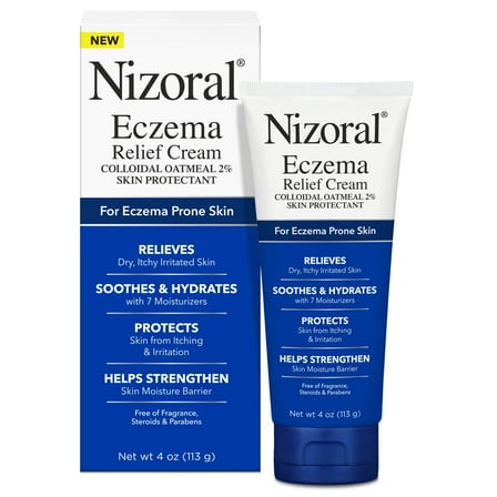 Nizoral Eczema Relief Cream- Relieves Dry, Itchy, Irritated Skin, Soothes and Hydrates with 7 Moisturizers, Colloidal Oatmeal 2%, 4 Fl Oz
