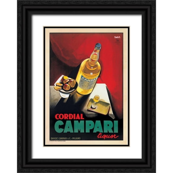 Nizzoli, Marcello 11x14 Black Ornate Wood Framed with Double Matting Museum Art Print Titled - Cordial Campari