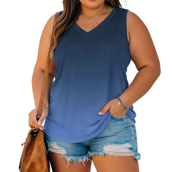 Njagoc Women's Tank Tops Casual V Neck Sleeveless Vests Plus Size Ladies Flowy Dressy Tunics Work Tees