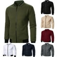 thumbnail image 1 of Njagoc2 Mens Lightweight Bomber Jackets Full Zip Sweatshirts No Hood Long Sleeve Loose Fit Winter Coat, 1 of 7