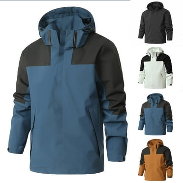 Njagoc2 Rain Coats for Men Waterproof Lightweight Jackets with Detachable Hood Outdoor Hiking Windbreaker