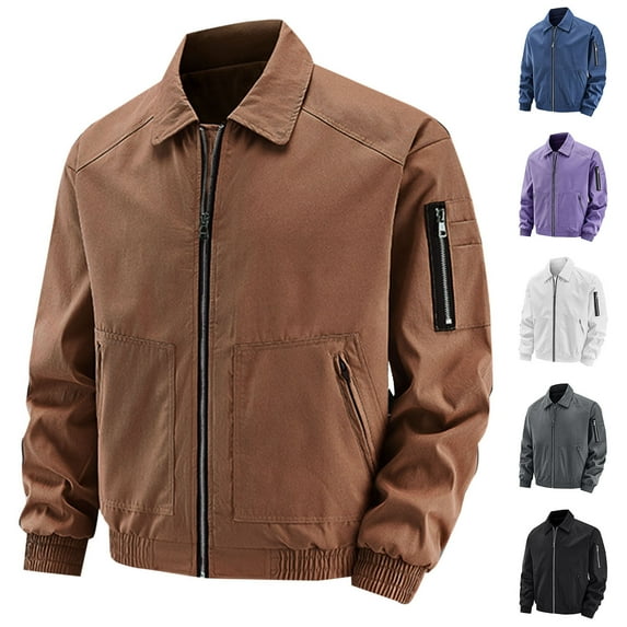 Njagoc2 Winter Jackets for Men Classic Vintage Style Leather Jackets for Men Biker Bomber Jackets