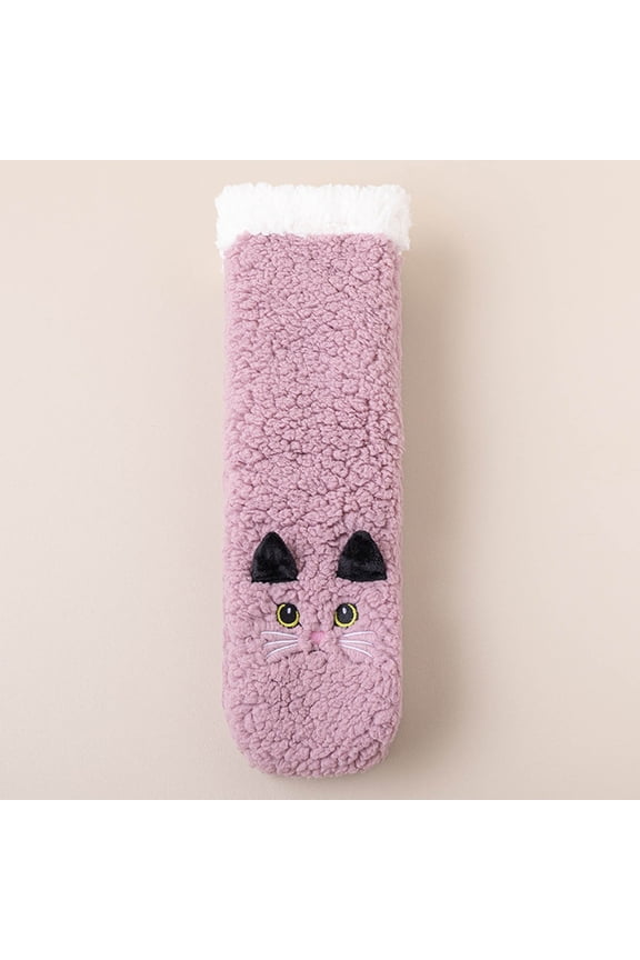 1PCS·Women's Cute Bear Face Plush Warm Floor Socks - Cozy Comfortable Home & Loungewear
