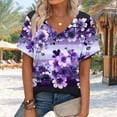 thumbnail image 1 of Njagoc3 2025 Bestseller Womens Orchid Print V-Neck Tee Elegant Purple Premium Cotton, 1 of 6