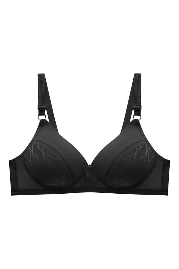 French Lace Bandeau Bra Open Back Sheer Panel Push Up Seamless Bra for Women