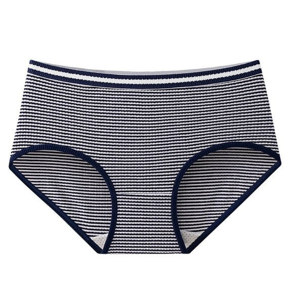 Njagoc3 2025 Solid Color Breathable Mid Waist Plaid Printed Warm Underwear for Womens