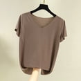 thumbnail image 1 of Njagoc3 2025 Summer New Womens V-Neck Short Sleeve T-Shirt Solid Slim Fit Casual Breathable Cotton Top, 1 of 6
