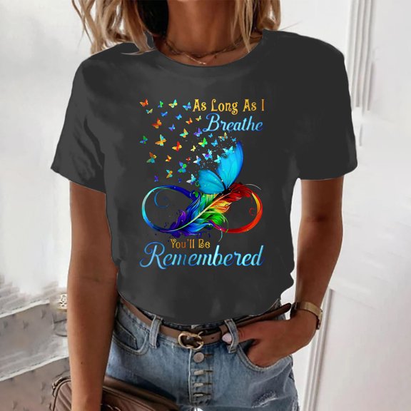 Njagoc3 2025 Value Pick Summer Casual Print T-Shirt Women Cotton Soft Versatile Basic Tee