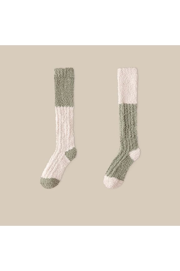 2PCS·Valentine's Day Edition Color-Block Heart Knit Crew Socks - Trendy Romantic Celebration & Gift Wear