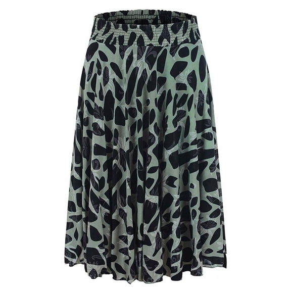 Njagoc3 Effortless Chic: Womens Paper Bag Waist Midi Skirt in Floral Print | Flowy A-Line Silhouette | Lightweight Rayon Blend | Summer Office to Cocktail Transition