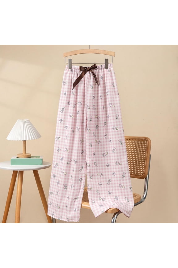 Essential Small Floral Print Casual Pants Breathable Rayon Ankle Length for Womens 2025