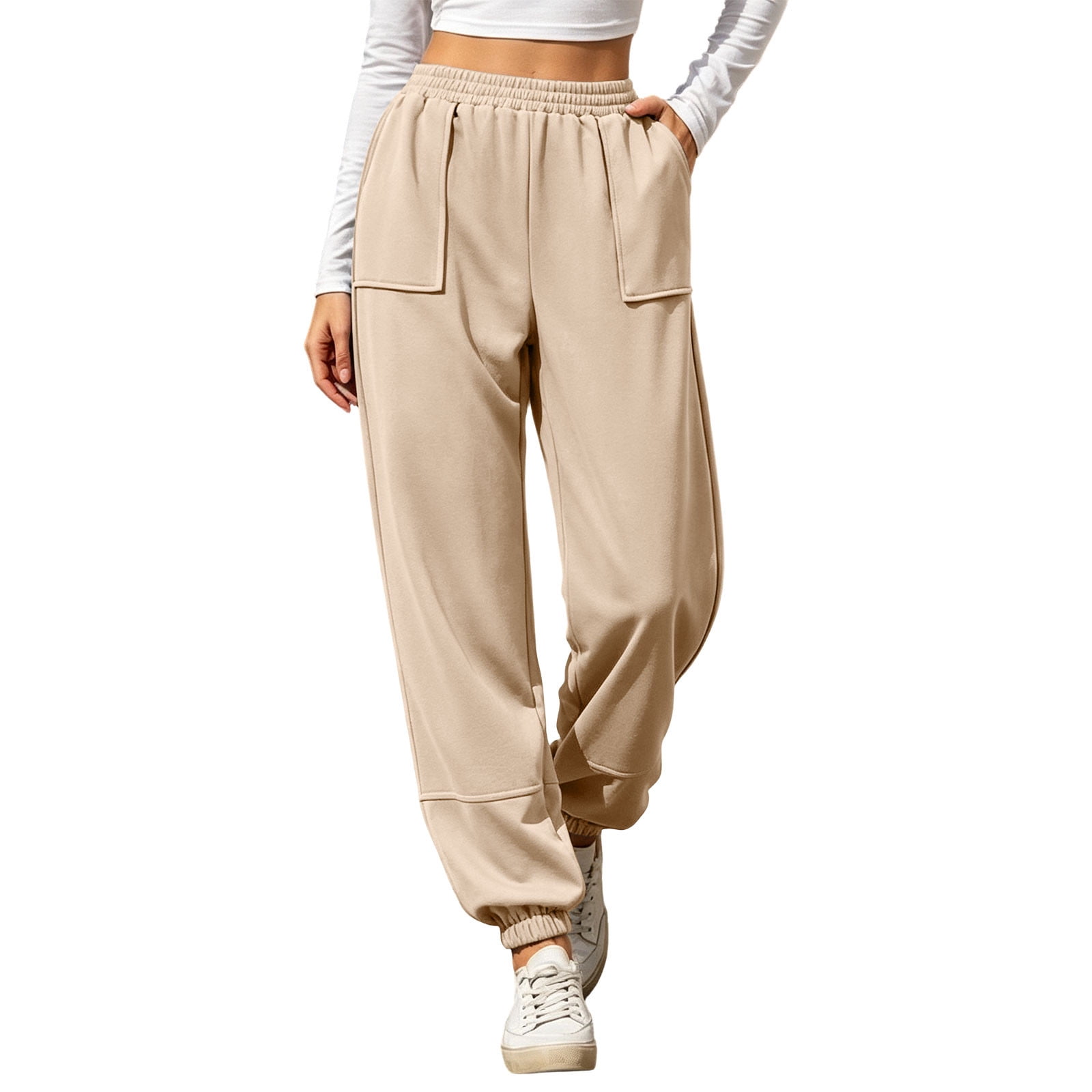 Njagoc3 Fleece Lined Sweatpants Women | Drawstring Waist Sporty