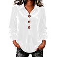 thumbnail image 1 of Njagoc3 Going Out Tops for Women | Collared Button Placket Long Sleeve Pullover Top with Curved Hem | Relaxed Fit for Fall Casual Wear & Evening Activities，White，S, 1 of 6
